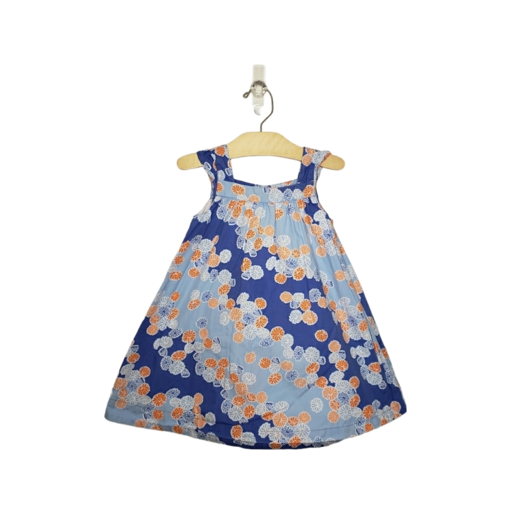 Janie & Jack 2T Toddler Girl Blue and Orange Floral Patterned Swing Dress